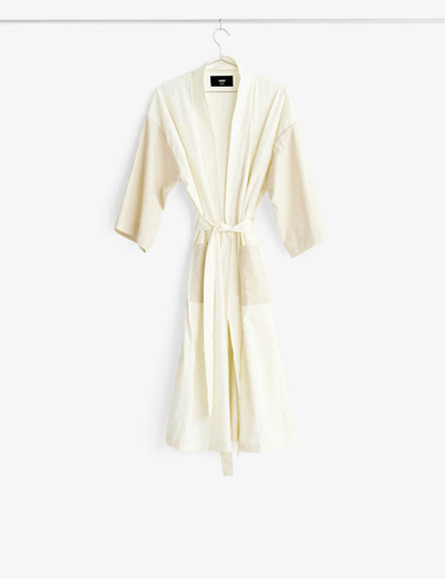 Hay Duo Self-tie Cotton Robe In White