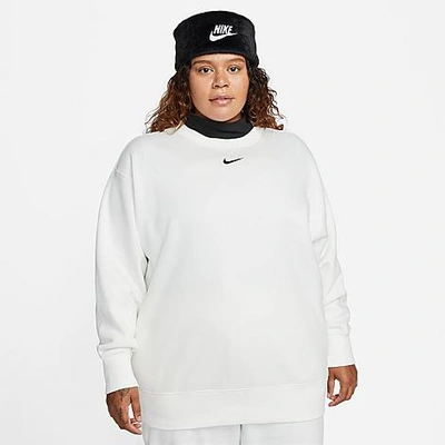 Nike Women's Sportswear Phoenix Fleece Oversized Crewneck Sweatshirt (plus Size) In Sail/black