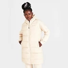 Pink Soda Sport Women's Pink Soda Kahlo Longline Padded Hooded Puffer Vest In Sand