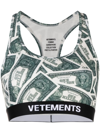 Vetements Million Dollar-print Sports Bra In Green