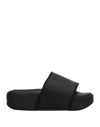 Y-3 Leather Flatform Slides In Black