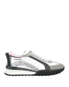 Dsquared2 White And Dark Grey Legend Sneakers With Pink Detail In Grey