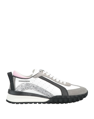 Dsquared2 White And Dark Grey Legend Sneakers With Pink Detail