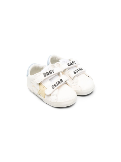 Golden Goose Babies' Slogan-print Touch-strap Trainers In White