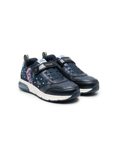 Geox Kids' Spaceclub Elsa-print Sneakers In Blue