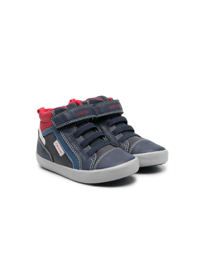 Geox Babies' Gisli High-top Sneakers In Navy Red