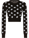 Dolce & Gabbana Dg Logo Jacquard Cropped Sweater In White/black