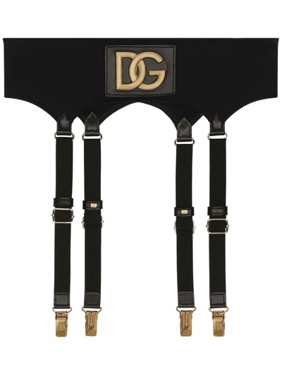 Dolce & Gabbana Dg Logo-plaque Suspender Belt In Black