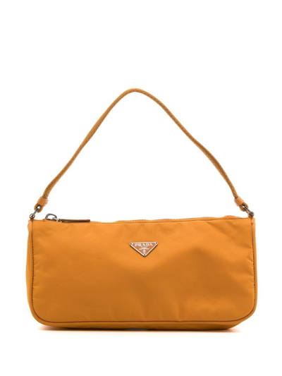 Pre-owned Prada 1990-2000s Triangle Logo Mini Bag In Yellow