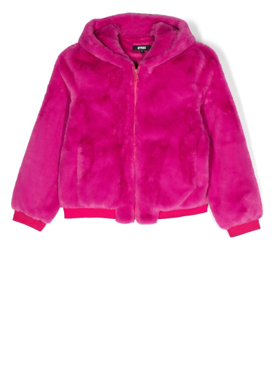 Apparis Teen Faux-fur Hooded Jacket In Pink