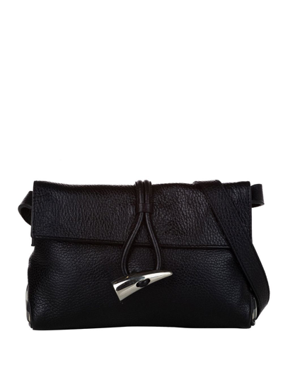 Pre-owned Burberry Horn-toggle Leather Crossbody Bag In Black