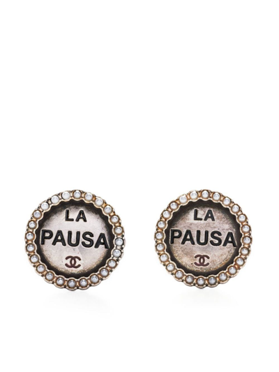 Pre-owned Chanel 1980s La Pausa Clip-on Earrings In Gold