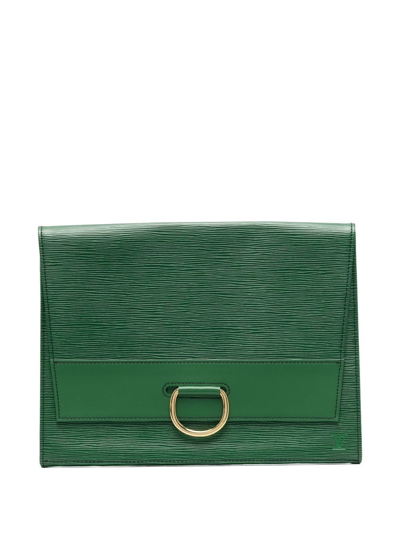 Pre-owned Louis Vuitton 2000s  Envelope Leather Clutch In Green