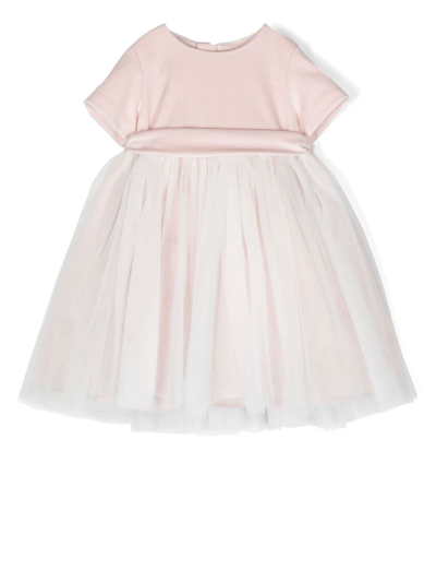 Little Bear Babies' Short-sleeve Velvet Dress In Pink