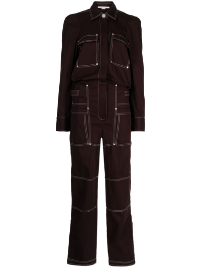 Stella Mccartney Stitch-detail Denim Jumpsuit In Purple