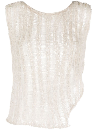 Paloma Wool Aperol Asymmetric Knitted Vest In C/620 Ecru