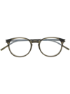Saint Laurent Brown-brown-transparent Acetate Glasses In Green