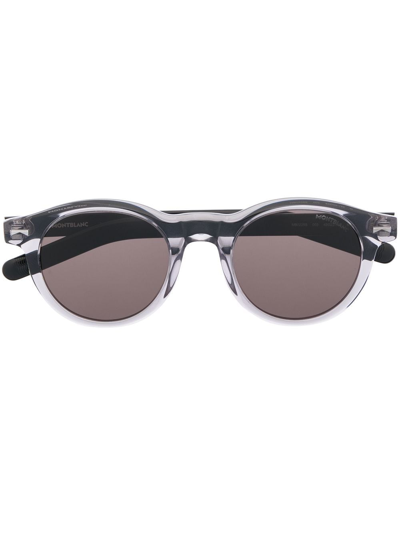 Montblanc Round-frame Tinted Sunglasses In Grey-black-grey