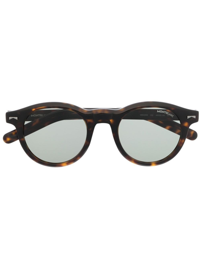 Montblanc Tortoise-shell Roundframe Sunglasses In Brown
