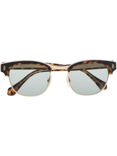 Cartier Tortoiseshell-effect Sunglasses In Brown