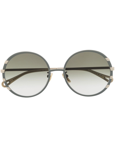 Chloé Round-frame Gradient-lens Sunglasses In Green