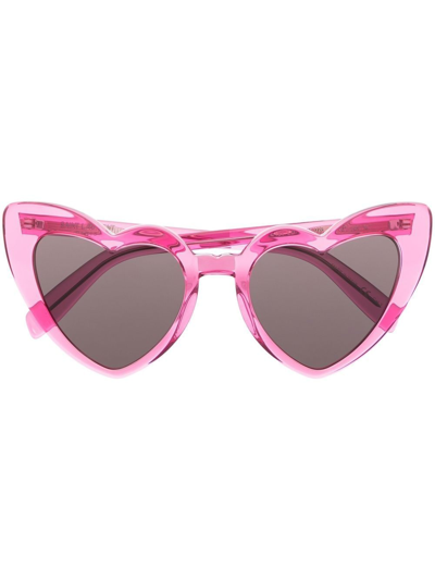 Saint Laurent Heart-frame Tinted Sunglasses In Pink