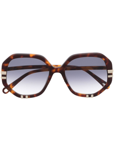 Chloé Tortoiseshell-effect Sunglasses In Brown