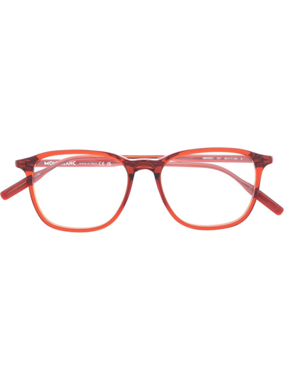 Montblanc Square-frame Translucent Glasses In Red