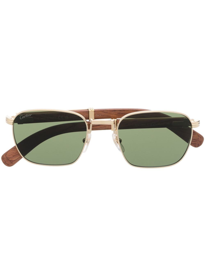 Cartier Square-frame Tinted Sunglasses In Gold