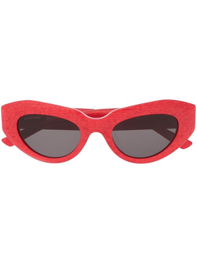 Balenciaga Logo-plaque Cat-eye Sunglasses In Red