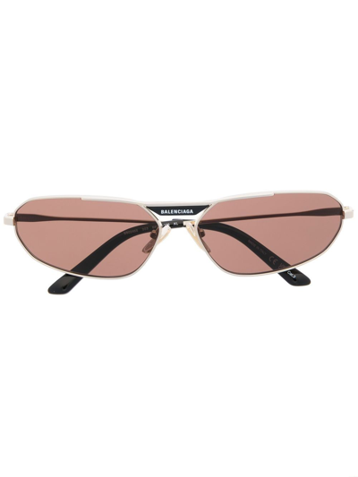Balenciaga Oval-frame Design Sunglasses In Gold