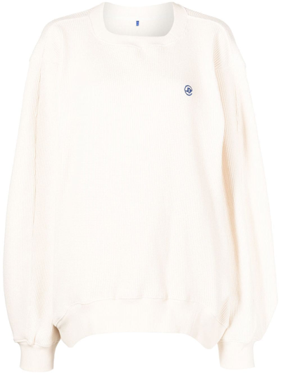 Ader Error Embroidered-logo Crew-neck Sweatshirt In Ivory