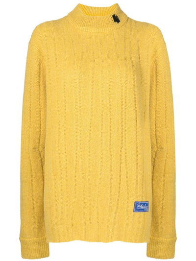 Ader Error Logo-patch Knitted Jumper In Yellow