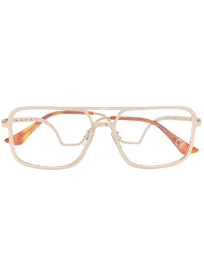 Marni Eyewear Qxo Square-frame Glasses In Gold