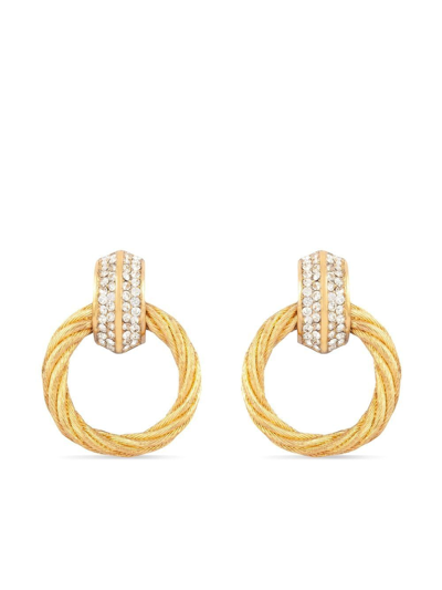 Pre-owned Dior 1980s  Crystal-embellished Post-back Earrings In Gold