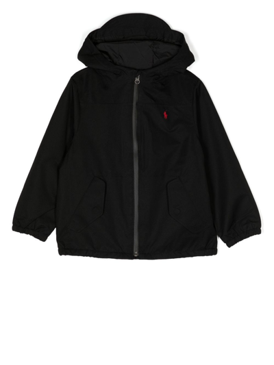 Ralph Lauren Embroidered-logo Zip-up Jacket In 黑色