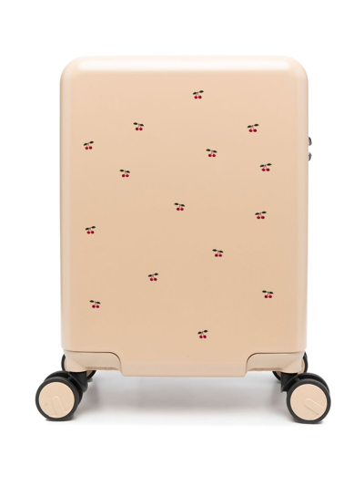 Konges Sløjd Kids' Cherry-print Suitcase In Neutrals