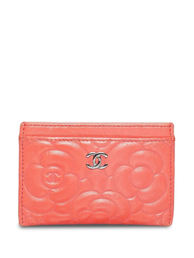 Pre-owned Chanel 2016-2017 Cc Camélia Motif Cardholder In Pink