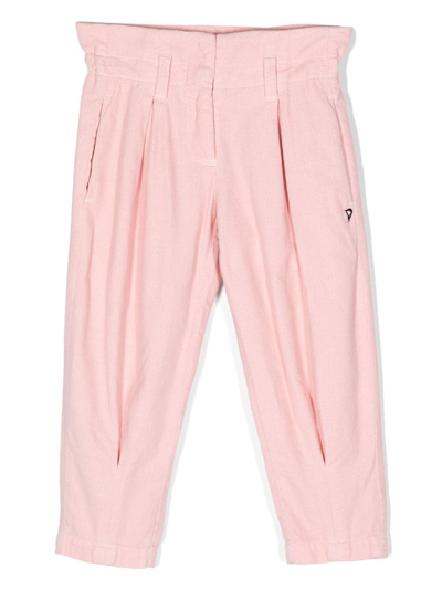 Dondup Kids' High-waist Tapered Trousers In Pink