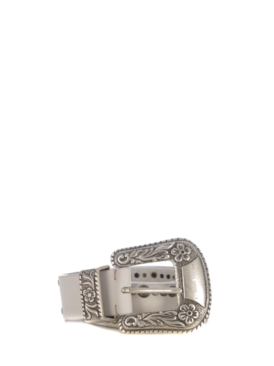 Golden Goose Womens Gold Leather Belt In Bianco