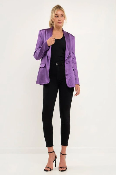 Endless Rose The Satin Blazer In Purple