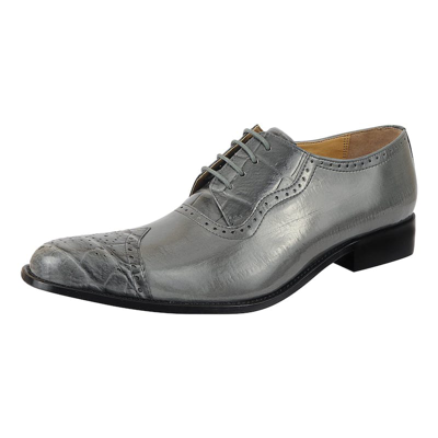 Libertyzeno Henley Genuine Leather Oxford Style Dress Shoes In Grey