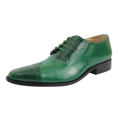 Libertyzeno Henley Genuine Leather Oxford Style Dress Shoes In Green
