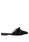 London Rag Makeover Studded Bow Flat Mules In Black