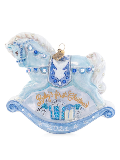 Jay Strongwater Baby's 1st Rocking Horse Glass Ornament
