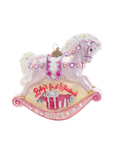 Jay Strongwater Baby's 1st Rocking Horse Glass Ornament