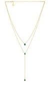 Bracha Esmeralda Lariat Necklace In Gold & Emerald