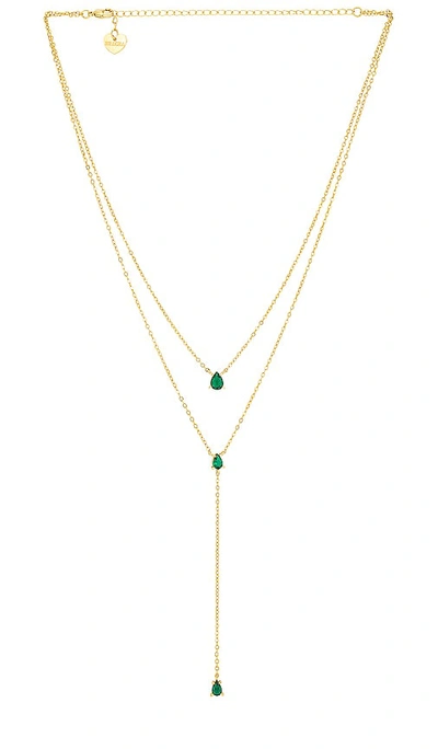 Bracha Esmeralda Lariat Necklace In Gold & Emerald