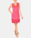 Donna Ricco Sleeveless V-neck Cupcake Dress In Red