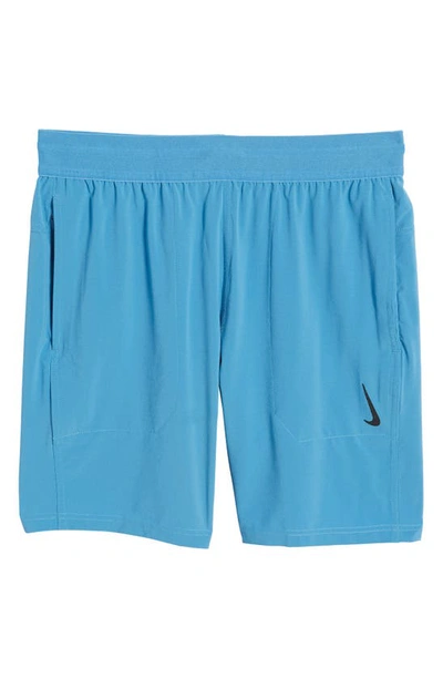 Nike Dri-fit Flex Pocket Yoga Shorts In Dutch Blue/ Black